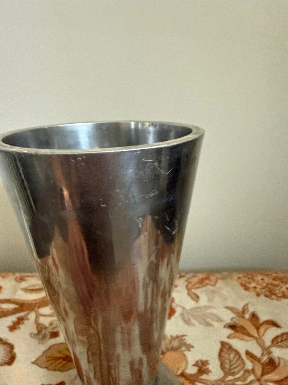 Vintage Pewter Trumpet Vase Rustic Farmhouse Colonial Decor
